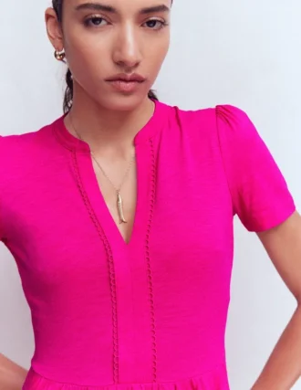 Naomi Short Jersey Dress Pink Peony