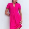 Naomi Short Jersey Dress Pink Peony Naomi Short Jersey Dress Pink Peony