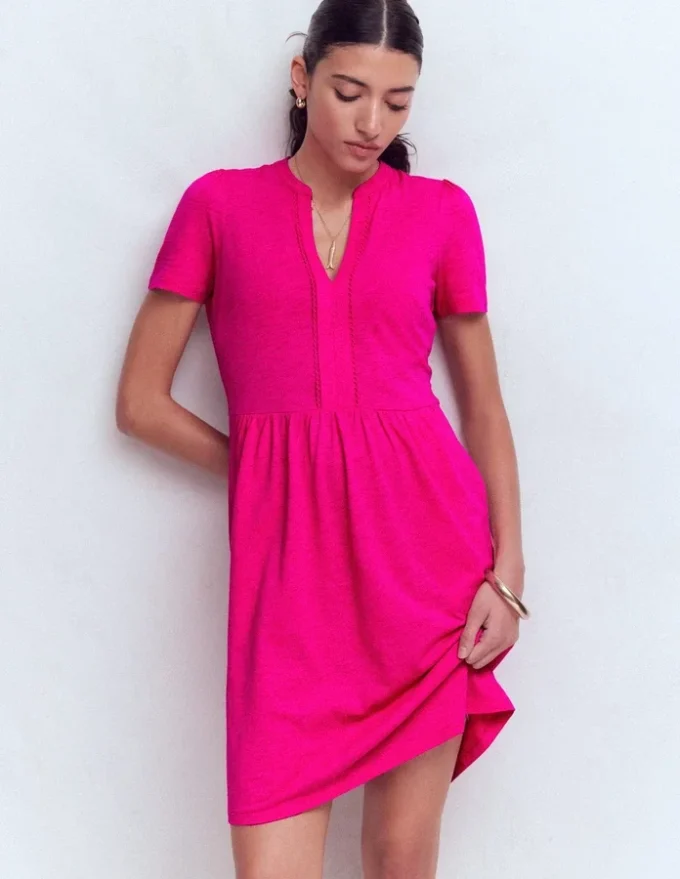 Naomi Short Jersey Dress Pink Peony Naomi Short Jersey Dress Pink Peony