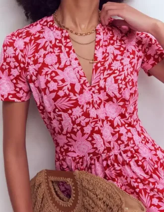 Naomi Short Jersey Dress Pomegranate, Tigers Paradise
