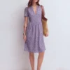 Naomi Short Jersey Dress Purple Thistle, Flower Lattice Naomi Short Jersey Dress Purple Thistle, Flower Lattice