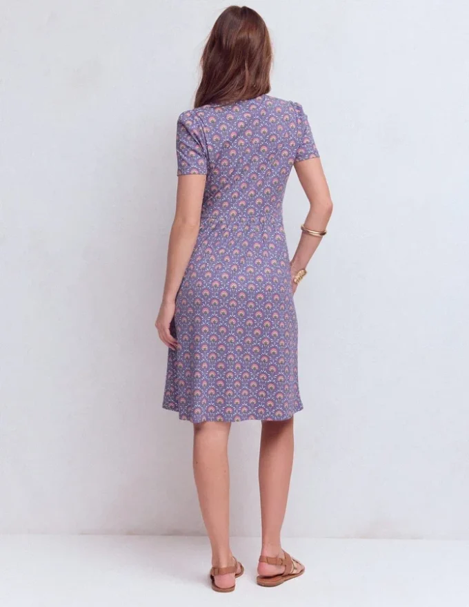Naomi Short Jersey Dress Purple Thistle, Flower Lattice Naomi Short Jersey Dress Purple Thistle, Flower Lattice