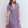 Naomi Short Jersey Dress Purple Thistle, Flower Lattice Naomi Short Jersey Dress Purple Thistle, Flower Lattice