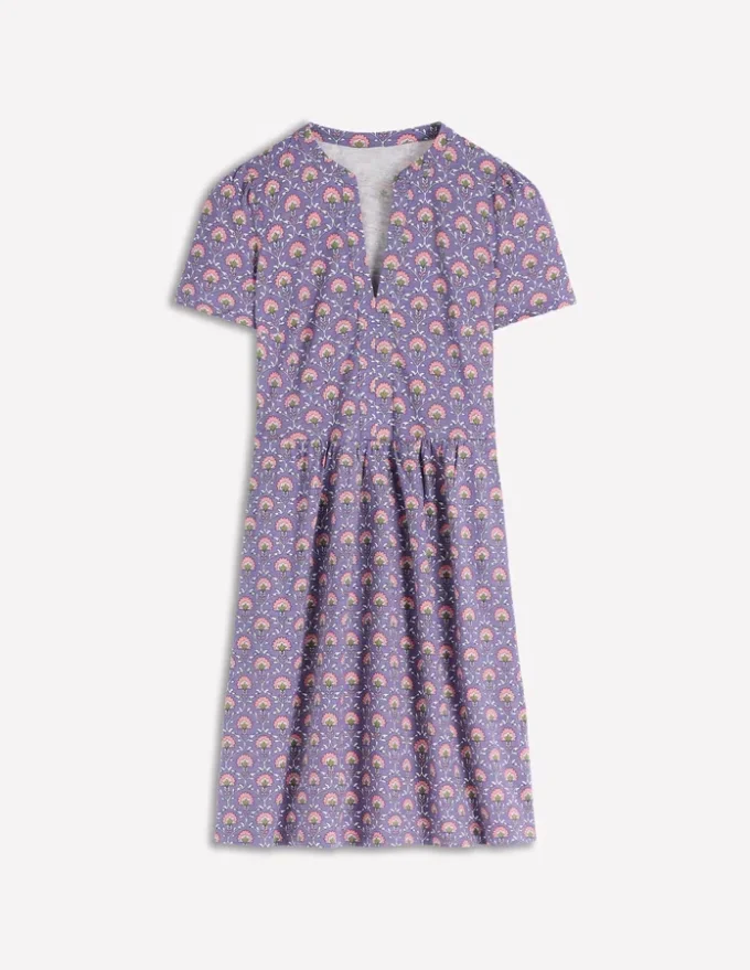 Naomi Short Jersey Dress Purple Thistle, Flower Lattice Naomi Short Jersey Dress Purple Thistle, Flower Lattice