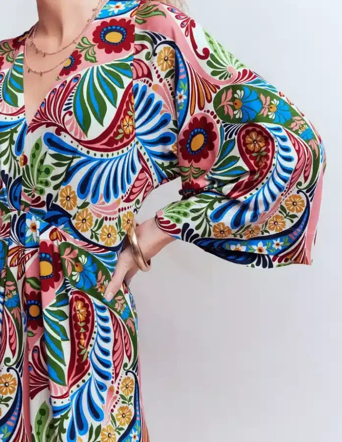 Nell Kimono Midi Jersey Dress Multi, Enchanted Paisley Nell Kimono Midi Jersey Dress Multi, Enchanted Paisley