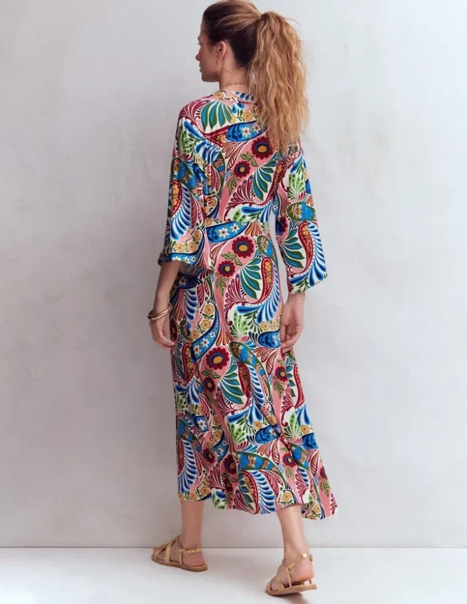 Nell Kimono Midi Jersey Dress Multi, Enchanted Paisley Nell Kimono Midi Jersey Dress Multi, Enchanted Paisley
