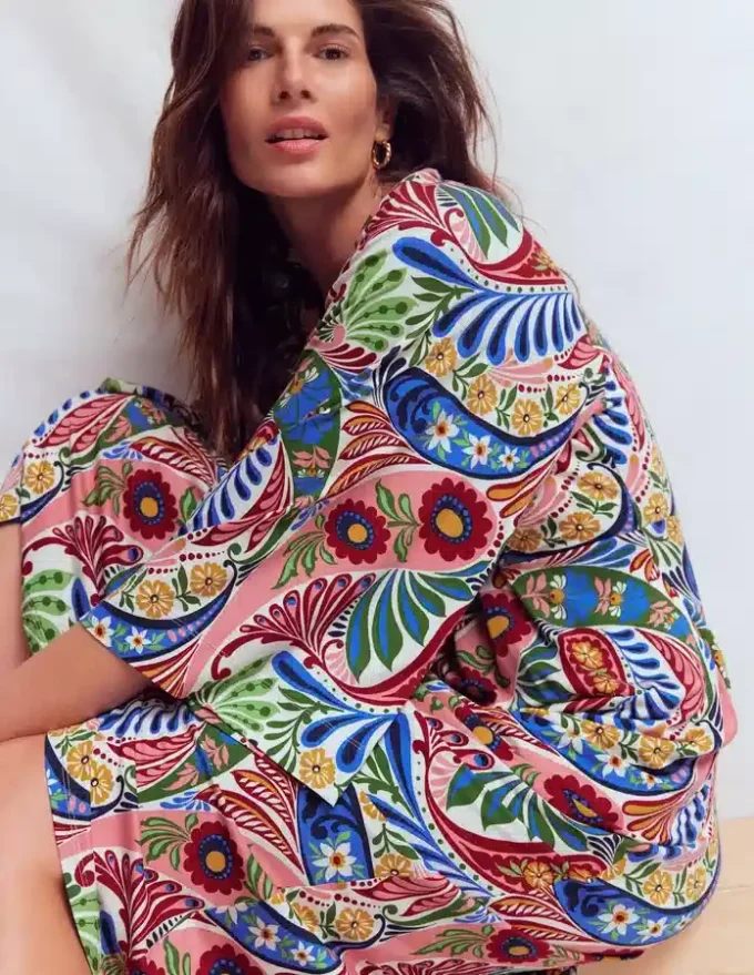 Nell Kimono Midi Jersey Dress Multi, Enchanted Paisley Nell Kimono Midi Jersey Dress Multi, Enchanted Paisley