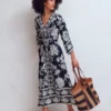 Nell Kimono Midi Jersey Dress Navy, Elegant Blossom Nell Kimono Midi Jersey Dress Navy, Elegant Blossom