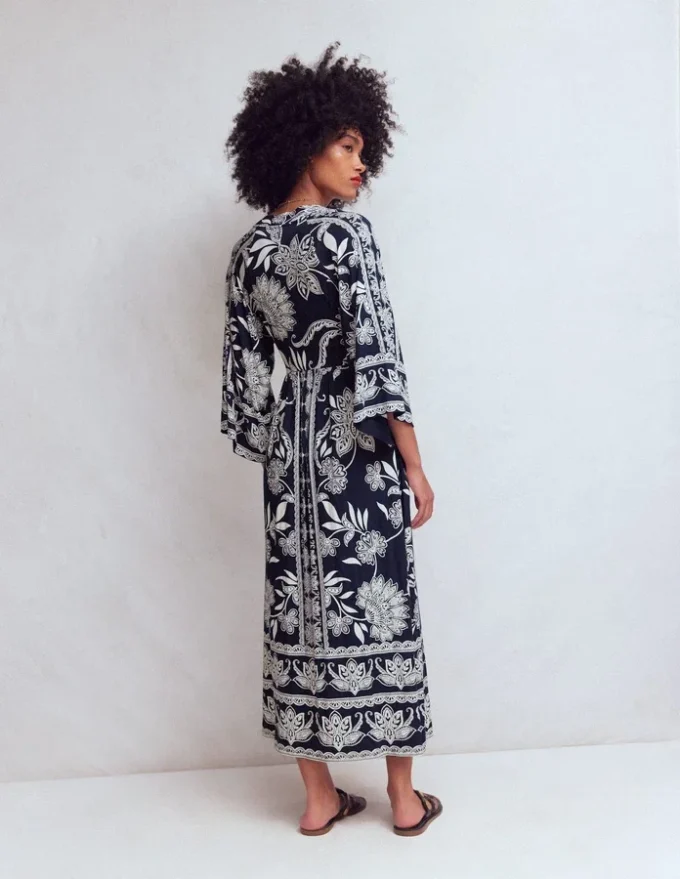 Nell Kimono Midi Jersey Dress Navy, Elegant Blossom Nell Kimono Midi Jersey Dress Navy, Elegant Blossom