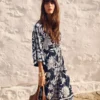 Nell Kimono Midi Jersey Dress Navy, Elegant Blossom Nell Kimono Midi Jersey Dress Navy, Elegant Blossom