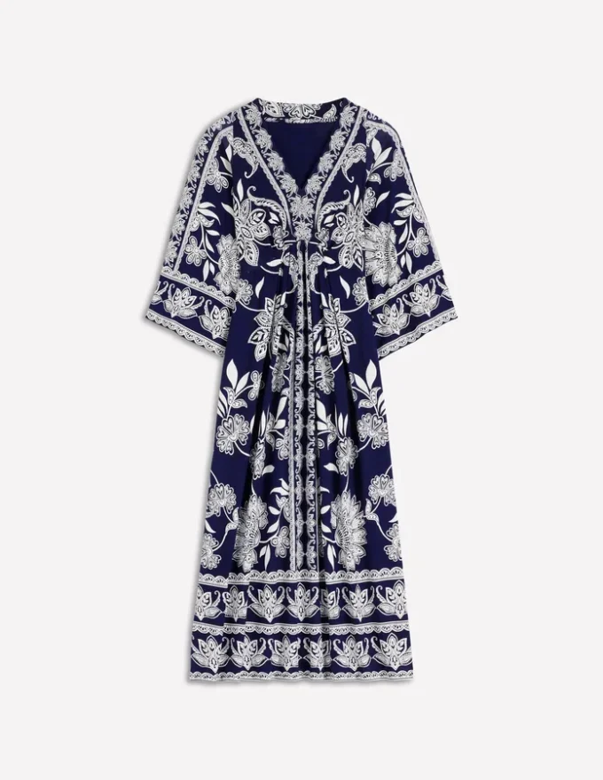 Nell Kimono Midi Jersey Dress Navy, Elegant Blossom Nell Kimono Midi Jersey Dress Navy, Elegant Blossom