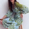 Nell Kimono Midi Jersey Dress Olive, Ornamental Garden Nell Kimono Midi Jersey Dress Olive, Ornamental Garden