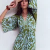Nell Kimono Midi Jersey Dress Olive, Ornamental Garden Nell Kimono Midi Jersey Dress Olive, Ornamental Garden