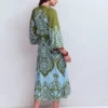 Nell Kimono Midi Jersey Dress Olive, Ornamental Garden Nell Kimono Midi Jersey Dress Olive, Ornamental Garden