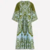 Nell Kimono Midi Jersey Dress Olive, Ornamental Garden Nell Kimono Midi Jersey Dress Olive, Ornamental Garden