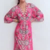 Nell Kimono Midi Jersey Dress Pink, Blossom Elegance Nell Kimono Midi Jersey Dress Pink, Blossom Elegance