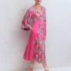 Nell Kimono Midi Jersey Dress Pink, Blossom Elegance Nell Kimono Midi Jersey Dress Pink, Blossom Elegance