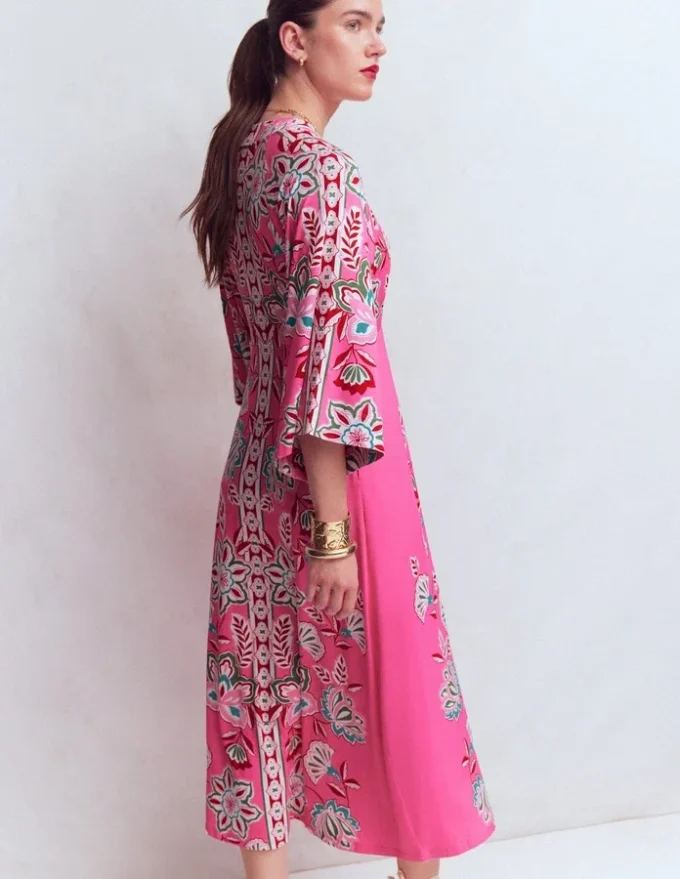 Nell Kimono Midi Jersey Dress Pink, Blossom Elegance Nell Kimono Midi Jersey Dress Pink, Blossom Elegance