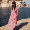 Nell Kimono Midi Jersey Dress Pink, Blossom Elegance Nell Kimono Midi Jersey Dress Pink, Blossom Elegance