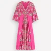 Nell Kimono Midi Jersey Dress Pink, Blossom Elegance Nell Kimono Midi Jersey Dress Pink, Blossom Elegance