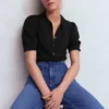 Nessa Broderie Collar Blouse Black Nessa Broderie Collar Blouse Black