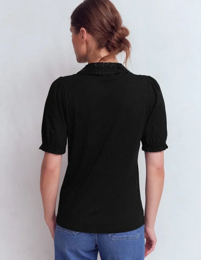 Nessa Broderie Collar Blouse Black Nessa Broderie Collar Blouse Black