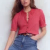 Nessa Broderie Collar Blouse Cherry Blush Nessa Broderie Collar Blouse Cherry Blush