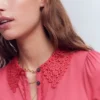 Nessa Broderie Collar Blouse Cherry Blush Nessa Broderie Collar Blouse Cherry Blush