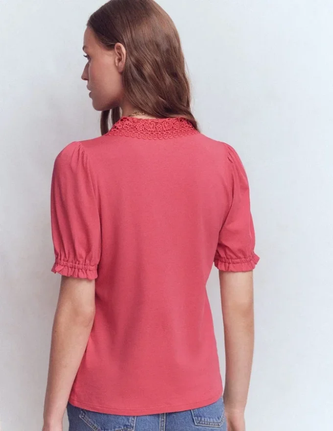 Nessa Broderie Collar Blouse Cherry Blush Nessa Broderie Collar Blouse Cherry Blush