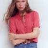 Nessa Broderie Collar Blouse Cherry Blush Nessa Broderie Collar Blouse Cherry Blush