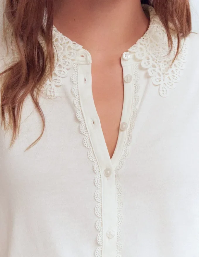 Nessa Broderie Collar Blouse Ivory Nessa Broderie Collar Blouse Ivory