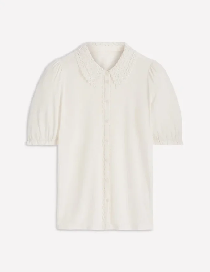 Nessa Broderie Collar Blouse Ivory Nessa Broderie Collar Blouse Ivory