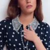 Nessa Broderie Collar Blouse Painted Dot Spaced Nessa Broderie Collar Blouse Painted Dot Spaced