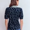 Nessa Broderie Collar Blouse Painted Dot Spaced Nessa Broderie Collar Blouse Painted Dot Spaced