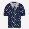 Nessa Broderie Collar Blouse Painted Dot Spaced Nessa Broderie Collar Blouse Painted Dot Spaced