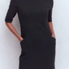 Nessa Ottoman Shift Dress Black Nessa Ottoman Shift Dress Black