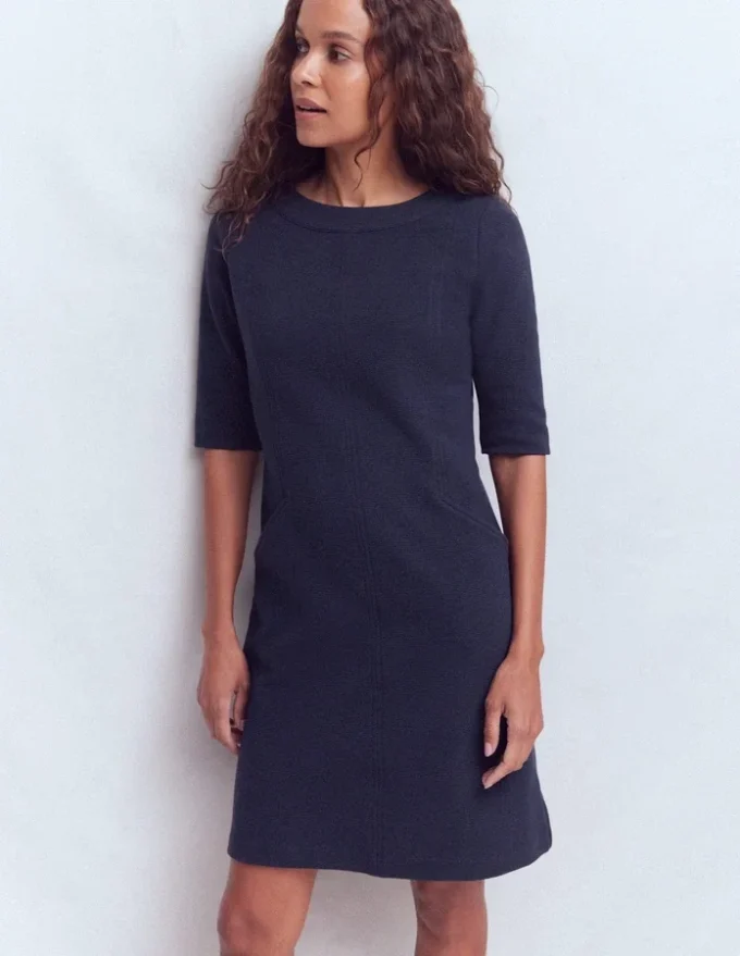 Nessa Ottoman Shift Dress Navy Nessa Ottoman Shift Dress Navy