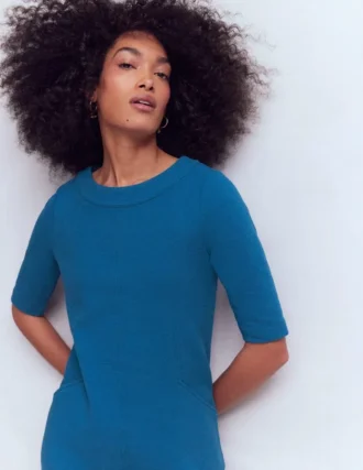 Nessa Ottoman Shift Dress Tourmaline Blue