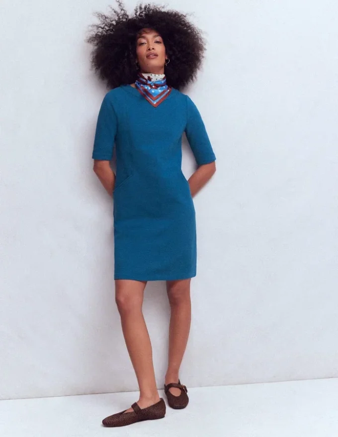 Nessa Ottoman Shift Dress Tourmaline Blue Nessa Ottoman Shift Dress Tourmaline Blue
