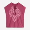 Nina Embroidered Notch T-shirt Malaga, Formica Pink Nina Embroidered Notch T-shirt Malaga, Formica Pink