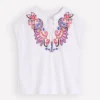 Nina Embroidered Notch T-shirt White – Multi Embroidery Nina Embroidered Notch T-shirt White – Multi Embroidery