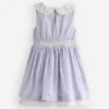 Nostalgic Broderie Dress Salt Blue Ticking Stripe
