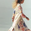 Notch Collar Linen Blend Tunic Multi Tiger Tapestry