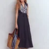 Notch Neck Jersey Maxi Dress Navy Notch Neck Jersey Maxi Dress Navy
