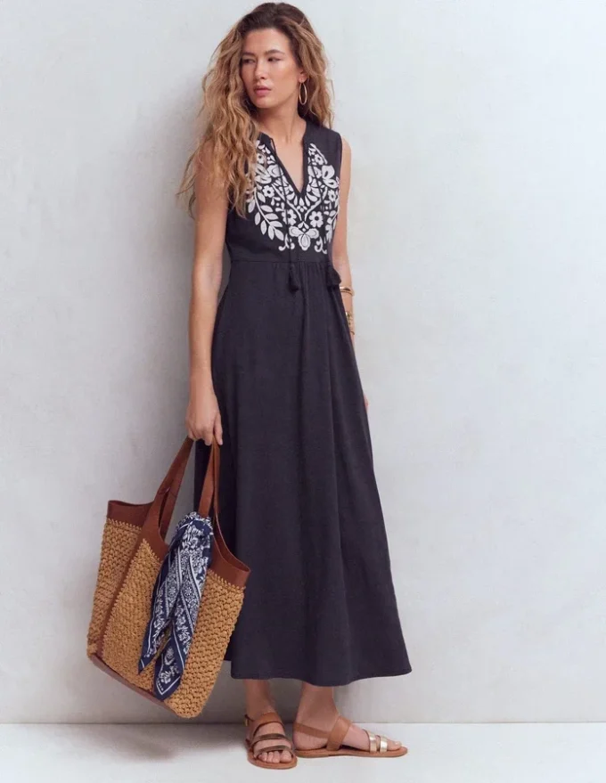Notch Neck Jersey Maxi Dress Navy Notch Neck Jersey Maxi Dress Navy