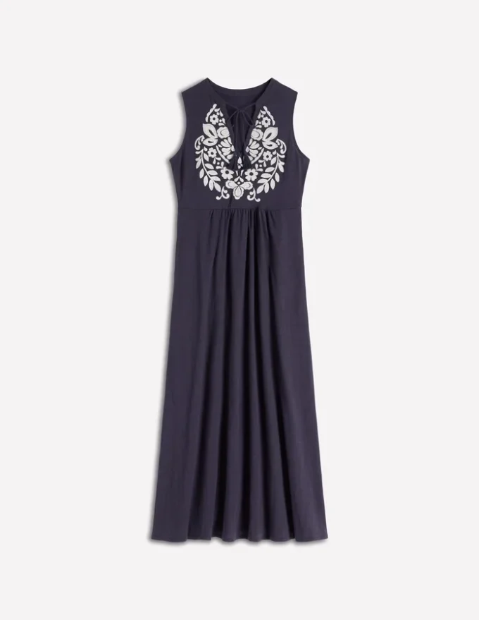 Notch Neck Jersey Maxi Dress Navy Notch Neck Jersey Maxi Dress Navy