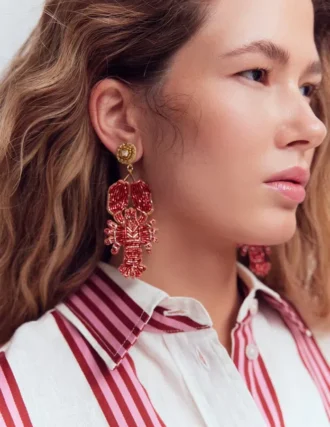 Novelty Beaded Earrings Lobster