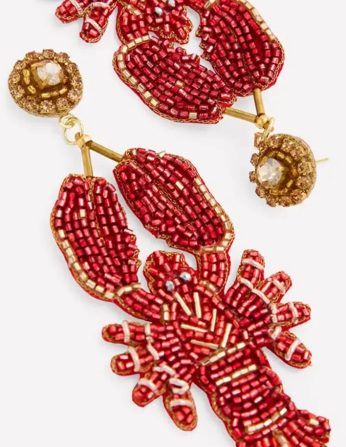 Novelty Beaded Earrings Lobster Novelty Beaded Earrings Lobster