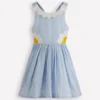 Novelty Cross-back Dress Blue Daisy Applique Novelty Cross-back Dress Blue Daisy Applique