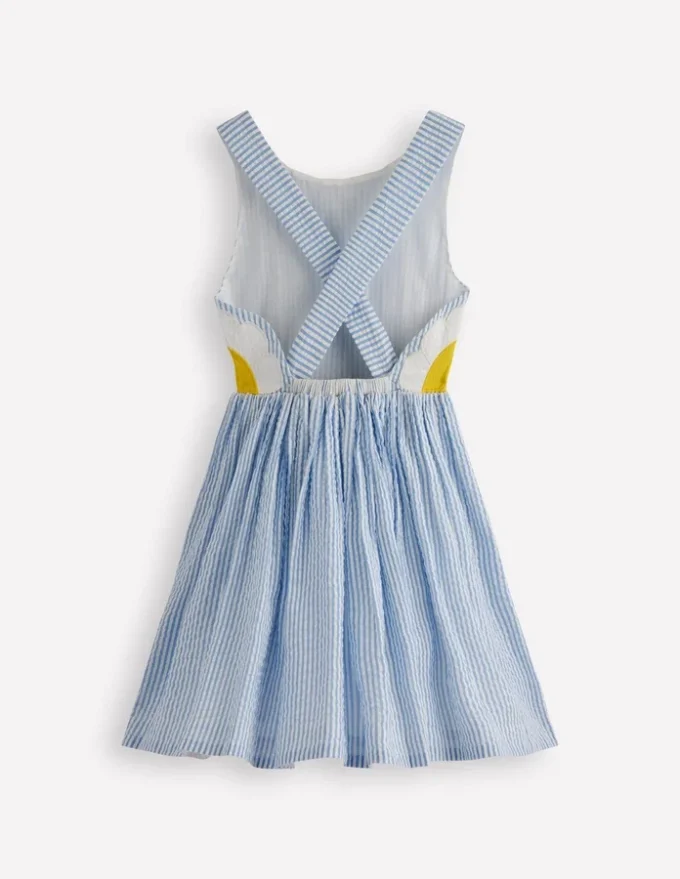 Novelty Cross-back Dress Blue Daisy Applique Novelty Cross-back Dress Blue Daisy Applique